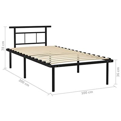 Bedframe metaal zwart 100x200 cm