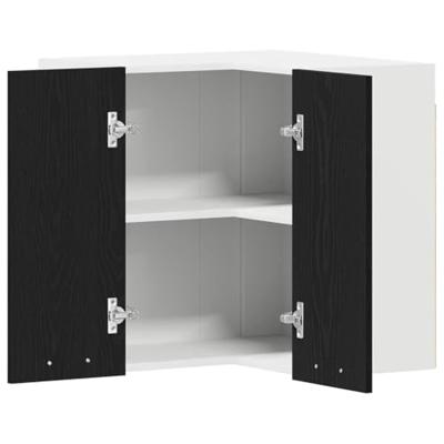 Hangende Hoekkast - Zwart Eiken - 57 x 57 x 60 cm - Gemaakt van Bewerkt Hout