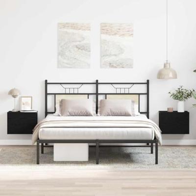 Nachtkastje 2 pcs Zwart Eiken 40 x 30 x 30 cm Bewerkt hout