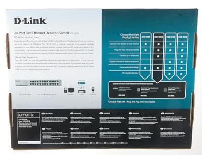 D-Link DES-1024D Fast Ethernet Switch met 24 poorten (10/100 Mbps, tot 200 Mbit/s in full-duplex modus)