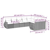 9-delige Loungeset met kussens poly rattan zwart - thumbnail