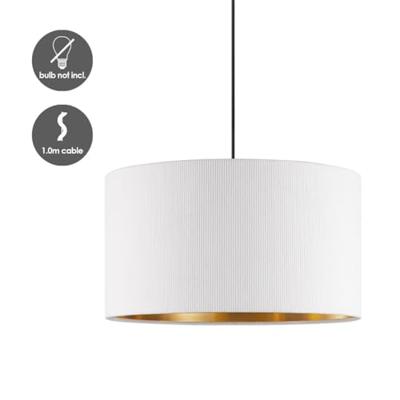 Scandinavische stijl Hanglamp - Corduroy Lampenkap - Cilinder - Wit - ø40 x 126 cm - E27 Fitting - Geschikt voor Woonkamers en slaapkamers - Inclusief 1 meter kabel