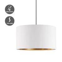 Scandinavische stijl Hanglamp - Corduroy Lampenkap - Cilinder - Wit - ø40 x 126 cm - E27 Fitting - Geschikt voor Woonkamers en slaapkamers - Inclusief 1 meter kabel - thumbnail