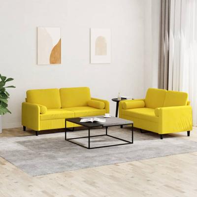 2-delige Loungeset met kussens fluweel geel - thumbnail