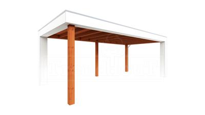 Trendhout Verona overkapping 625x335 cm Lariks/Douglas blank - Plat dak model rechts- Plat dak- Onbehandeld lariks Douglas hout- Trendhout