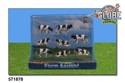Kids Globe Koe 1:87 zwart/wit ligend en staand Kids Globe Koe 1:87 zwart/wit ligend en staand