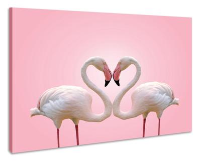 Schilderij -Flamingo Liefde, 90x70cm , wanddecoratie , premium print