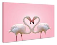 Schilderij -Flamingo Liefde, 90x70cm , wanddecoratie , premium print - thumbnail