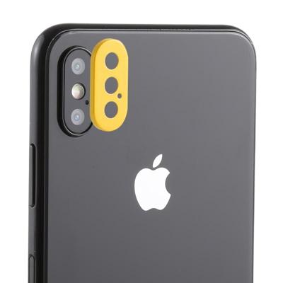 Achterzijde camera lens bescherming ring cover met tray Uitwerpgereedschap naald voor iPhone XS Max (geel) Achterzijde camera lens bescherming ring cover met tray Uitwerpgereedschap naald voor iPhone XS Max (geel)