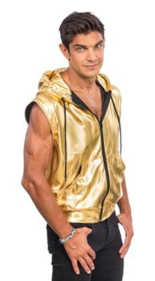 Gouden Mouwloos Jasje Met Capuchon