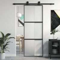 VidaXL Schuifdeur 76x205 cm gehard glas en aluminium zwart - thumbnail