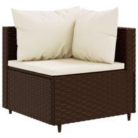 7-delige Loungeset met kussens poly rattan bruin - thumbnail