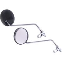 Edge Spiegelset met klem m8 met helder glas - ronde vorm - zwart / chroom - thumbnail