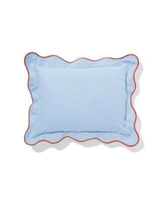 HEMA Kussen 40x30cm Katoen Met Rand Blauw (blauw)