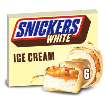 Snickers White ijs repen witte chocolade pinda 6pack bij Jumbo