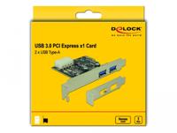 Delock 89243 PCI Express x1-kaart > 2 x externe SuperSpeed USB 5 Gbps (USB 3.2 Gen 1) Type-A female - thumbnail