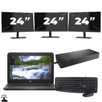 Dell Latitude 3310 - Intel Core i3-8e Generatie - 13 inch - Touch - 8GB RAM - 256GB SSD - Windows 11 Home + 3x 24 inch Monitor - thumbnail