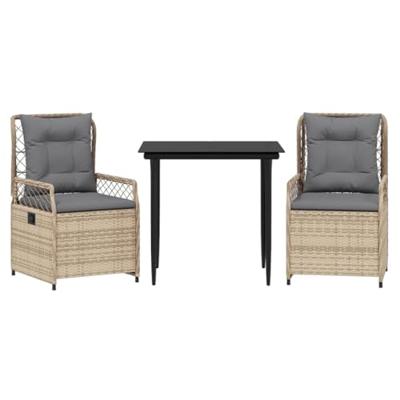 3-delige Tuinset met kussens poly rattan beige 3-delige Tuinset met kussens poly rattan beige