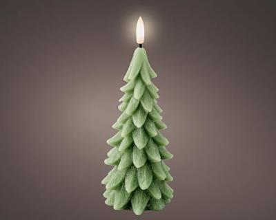 Lumineo ledkaars kerstboom d8h19.3cm groen