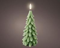 Lumineo ledkaars kerstboom d8h19.3cm groen - thumbnail