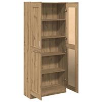Hoge kast 82,5x30,5x185 cm bewerkt hout artisanaal eikenkleur - thumbnail