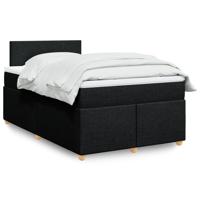 Boxspring met matras stof zwart 140x190 cm - thumbnail