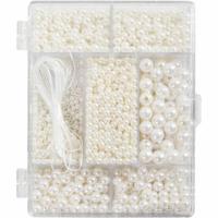 Creativ Company Creatieve box sieraden, halskettingen en armband, ca. 1200 stuk, wit parelmoer, 1 doos - thumbnail