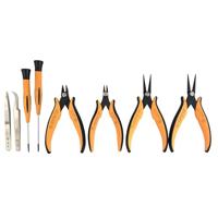 Set van 8 stuks verschillend handgereedschap (2 pincetten, 2 kniptangen, 2 tangen en 2 schroevendraaiers) - thumbnail