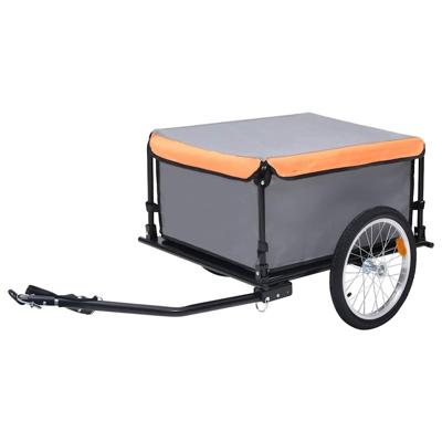 Fietstrailer 65 kg grijs en oranje