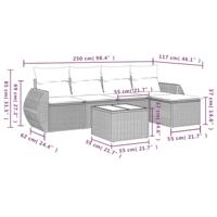 6-delige Loungeset met kussens poly rattan grijs - thumbnail