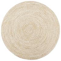 Vloerkleed handgemaakt 210 cm jute wit en bruin - thumbnail