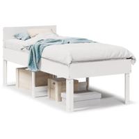 Bedframe zonder matras massief grenenhout wit 75x190 cm - thumbnail