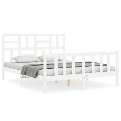 Bedframe met hoofdbord massief hout wit