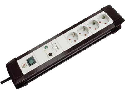 Brennenstuhl Premium-Line, stekkerdoos 4-voudig met overspanningsbeveiliging tot 30.000 A (1,8 m kabel en met schakelaar, Made in Germany) zwart/grijs