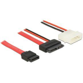 DeLOCK 84790 SATA-kabel 0,5 m SATA 13-pin SATA 7-pin + Molex (4-pin) Zwart, Rood
