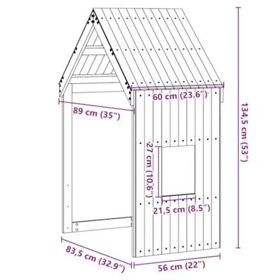Kinderbedhuisje 60x89x134,5 cm massief grenenhout wasbruin