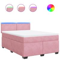Boxspring met matras fluweel roze 160x200 cm - thumbnail