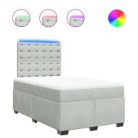 Boxspring met matras fluweel lichtgrijs 120x200 cm - thumbnail