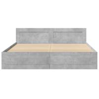 Bedframe met hoofdeinde bewerkt hout betongrijs 200x200 cm - thumbnail