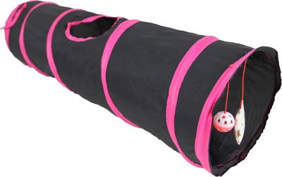 Speeltunnel nylon 85x25 cm zwart/roze Speelplezier-kat Gebr. de Boon - Gebr de boon