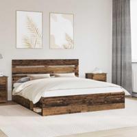 Bedframe met hoofdeinde Oudhout 200 x 200 cm Massief grenenhout - thumbnail