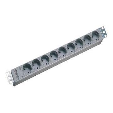 Bachmann 333.401 19 inch Stekkerdoos voor patchkast 1 HE Geaarde contactdoos Lichtgrijs