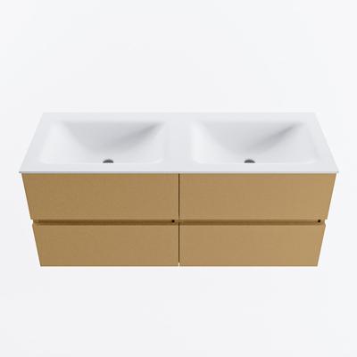 MONDIAZ VICA 120cm badmeubel onderkast Oro 4 lades. Wastafel CLOUD dubbel 2 kraangaten, kleur Talc.