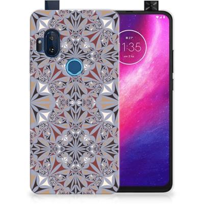 Motorola One Hyper TPU Siliconen Hoesje Flower Tiles Motorola One Hyper TPU Siliconen Hoesje Flower Tiles