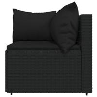 3-delige Loungeset met kussens poly rattan zwart - thumbnail