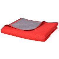 VidaXL Dubbelzijdige quilt bedsprei rood en grijs 230x260 cm - thumbnail