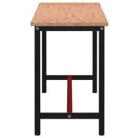 Werkbank 220x55x81,5 cm massief beukenhout en metaal - thumbnail