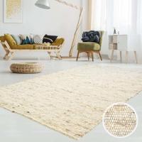 Tapeso Wollen vloerkleed handweef Ylva - beige - 130x190 cm - thumbnail