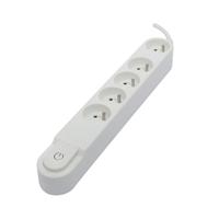 CHACON Stekkerdoos 5 stopcontact 16 A met schakelaar, platte stekker, kabel 1,5 m HO5VV-F 3x1,5 mm² wit - thumbnail