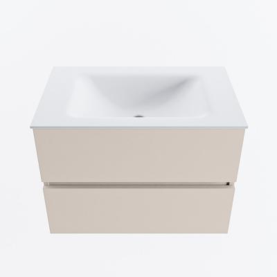 MONDIAZ VICA 70cm badmeubel onderkast Linen 2 lades. Wastafel CLOUD midden 1 kraangat, kleur Talc.